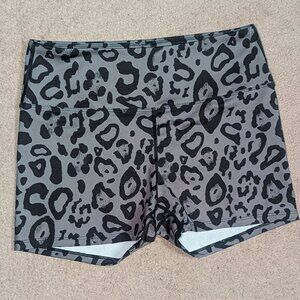 Gray and black cheetah print -Ladies workout shorts